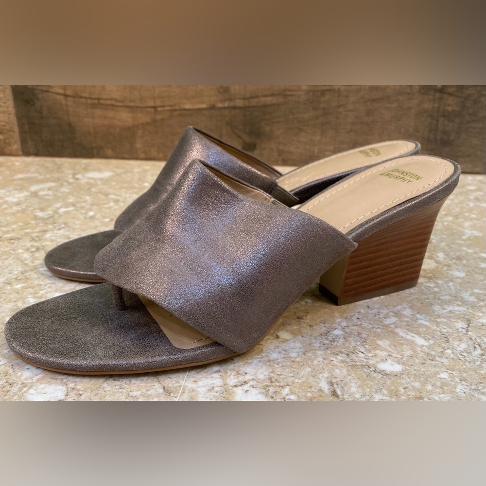 Johnston & Murphy Metallic Gray Mules